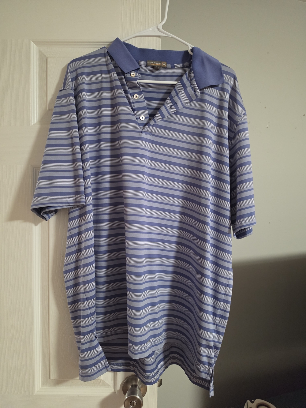 Peter Millar Blue Striped Short-Sleeve Polo